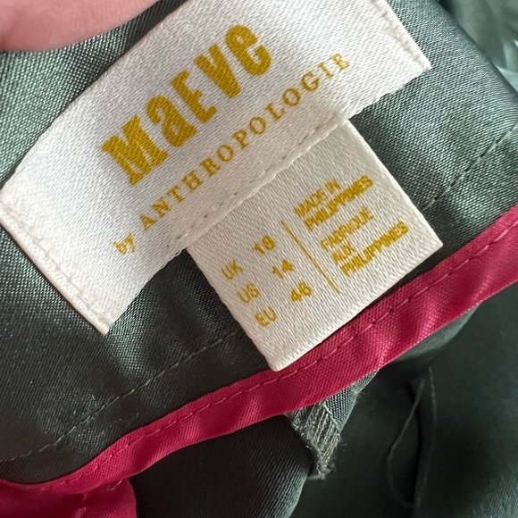 ANTHROPOLOGIE Maeve Parachute Satin Jogger Belted Green Pants Sz 14 - Picture 6 of 6